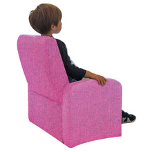 Silla reclinable tapizada rosa para niños con almacenamiento