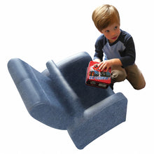 兒童藍色舒適軟墊躺椅帶儲物空間