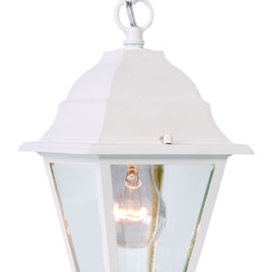 Distressed White Beveled Glass Outdoor Hanging Light