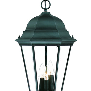 Three Light Matte Black Domed Glass Lantern Hanging Light