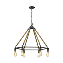 Holden 6-Light Antique Gray Wagon Wheel Chandelier