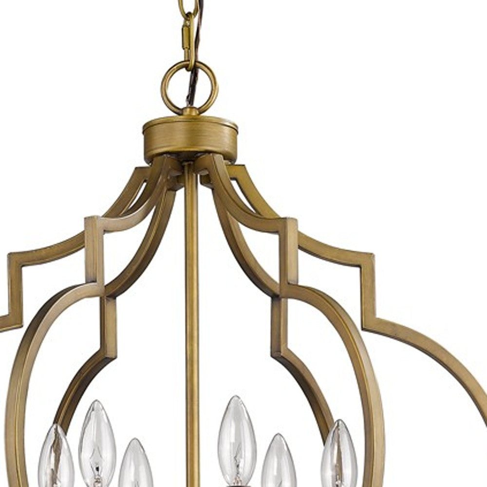 Peyton 6-Light Raw Brass Chandelier With Crystal Accents