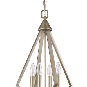 Easton 4-Light Washed Gold Pendant With Crystal Bobeches