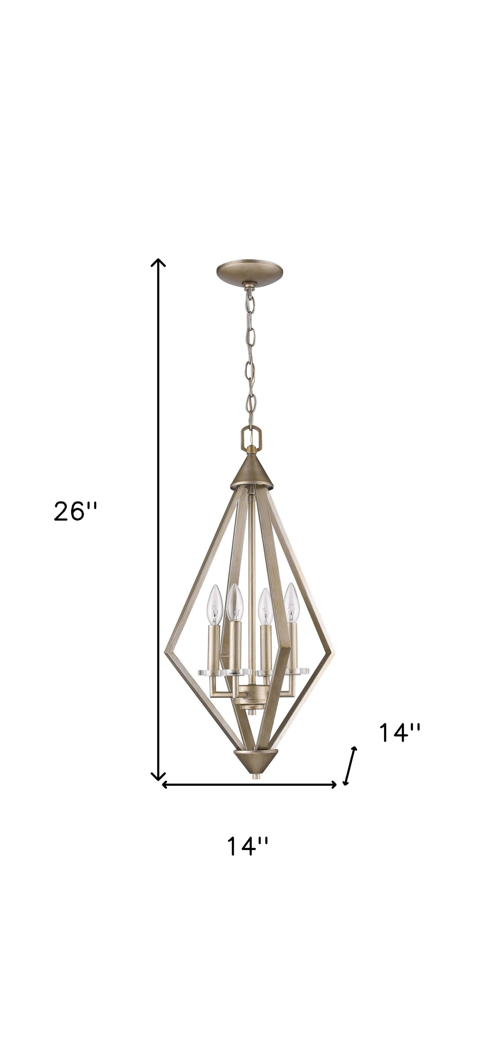 Easton 4-Light Washed Gold Pendant With Crystal Bobeches