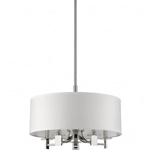Andrea 5-Light Polished Nickel Drum Pendant With Ivory Hardback Shade