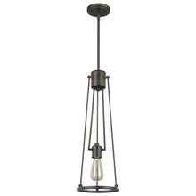 Jade 1-Light Oil-Rubbed Bronze Pendant With Vertical Structural Frames