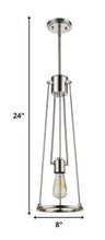 Jade 1-Light Polished Nickel Pendant With Vertical Structural Frames