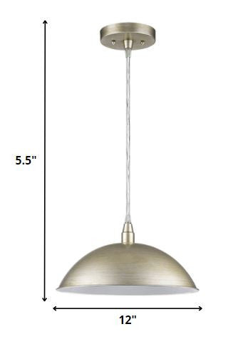 Silver Metal Hanging Light with Dome Shade