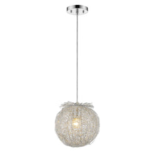 Distratto 1-Light Polished Chrome Pendant Enmeshed Aluminum Wire Shade (12