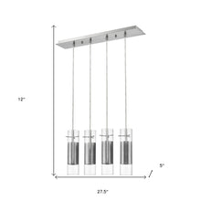 Scope 4-Light Brushed Nickel Pendant Double Glass and Mesh Shades