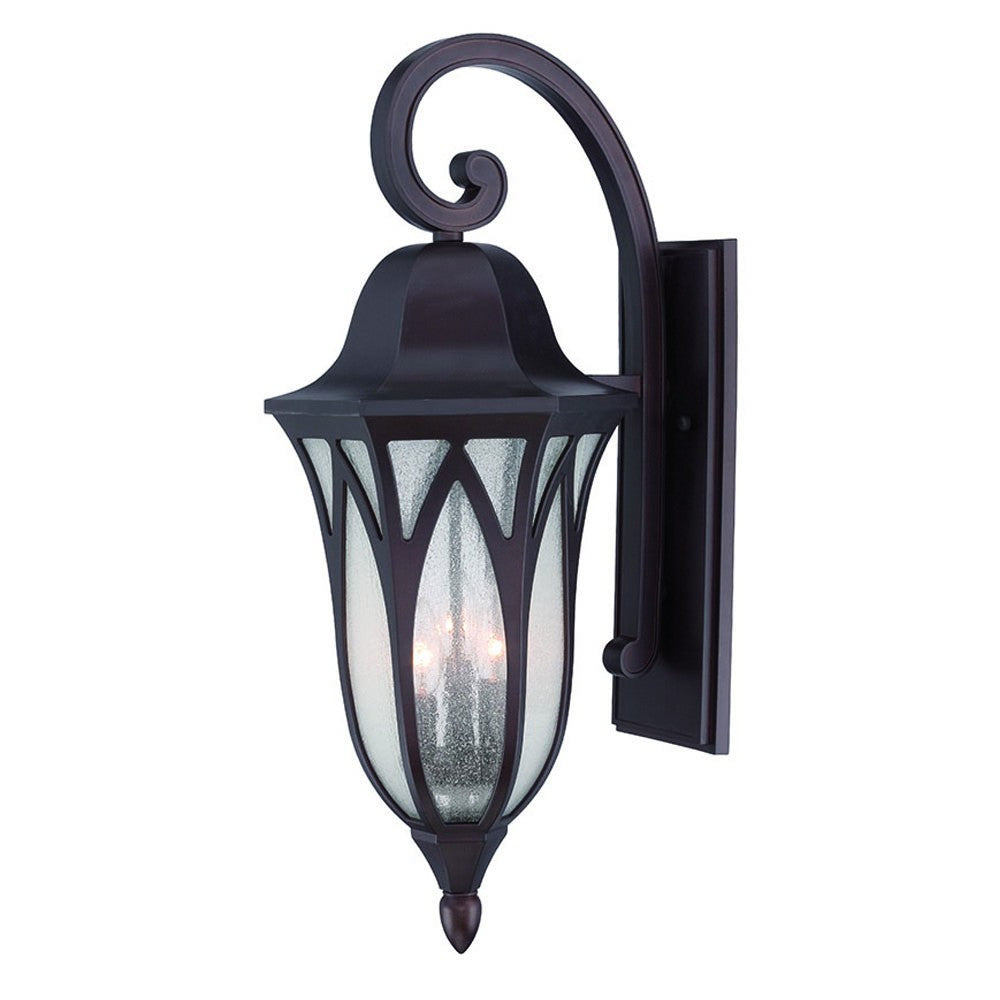 XL Three Light Matte Black Geometric Glass Wall Light