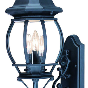 Three Light Matte Black Glass Globe Wall Light