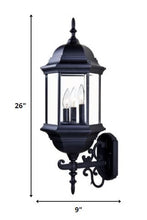 Three Light Matte Black Domed Glass Lantern Wall Light