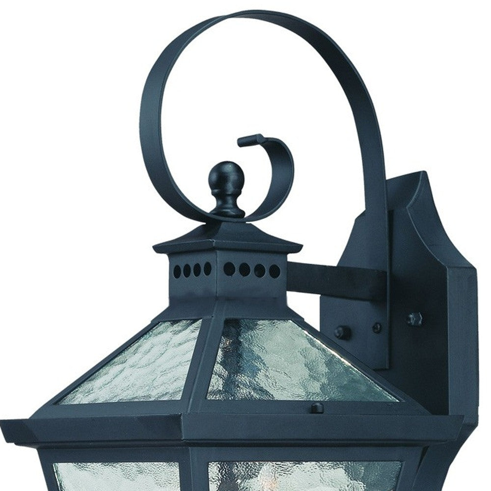 XL Two Light Matte Black Hammered Glass Wall Light