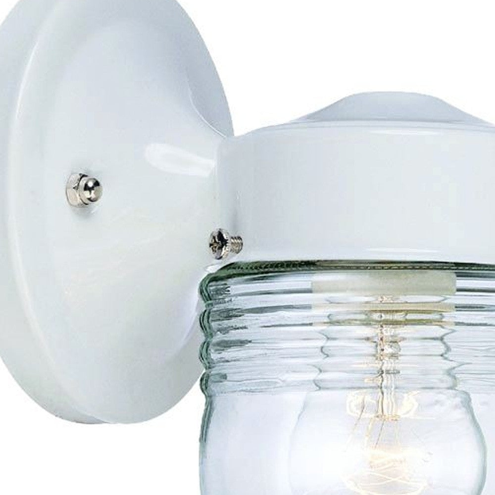 White Standard Jelly Jar One Light Outdoor Wall Light