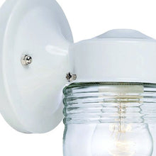 White Standard Jelly Jar One Light Outdoor Wall Light