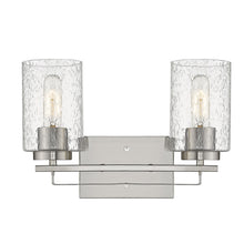 Silver Metal and Textured Glass Two Light Wall Sconce