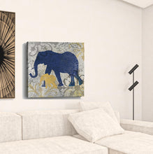 Exotic Blue And Gold Elephant Unframed Print Wall Art