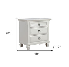 White Plantation 3 Drawer Nightstand