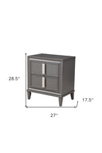 Dark Grey Contemporary 2 Drawer Nightstand