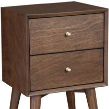 Dark Brown Century Modern Wood 2 Drawer Nightstand