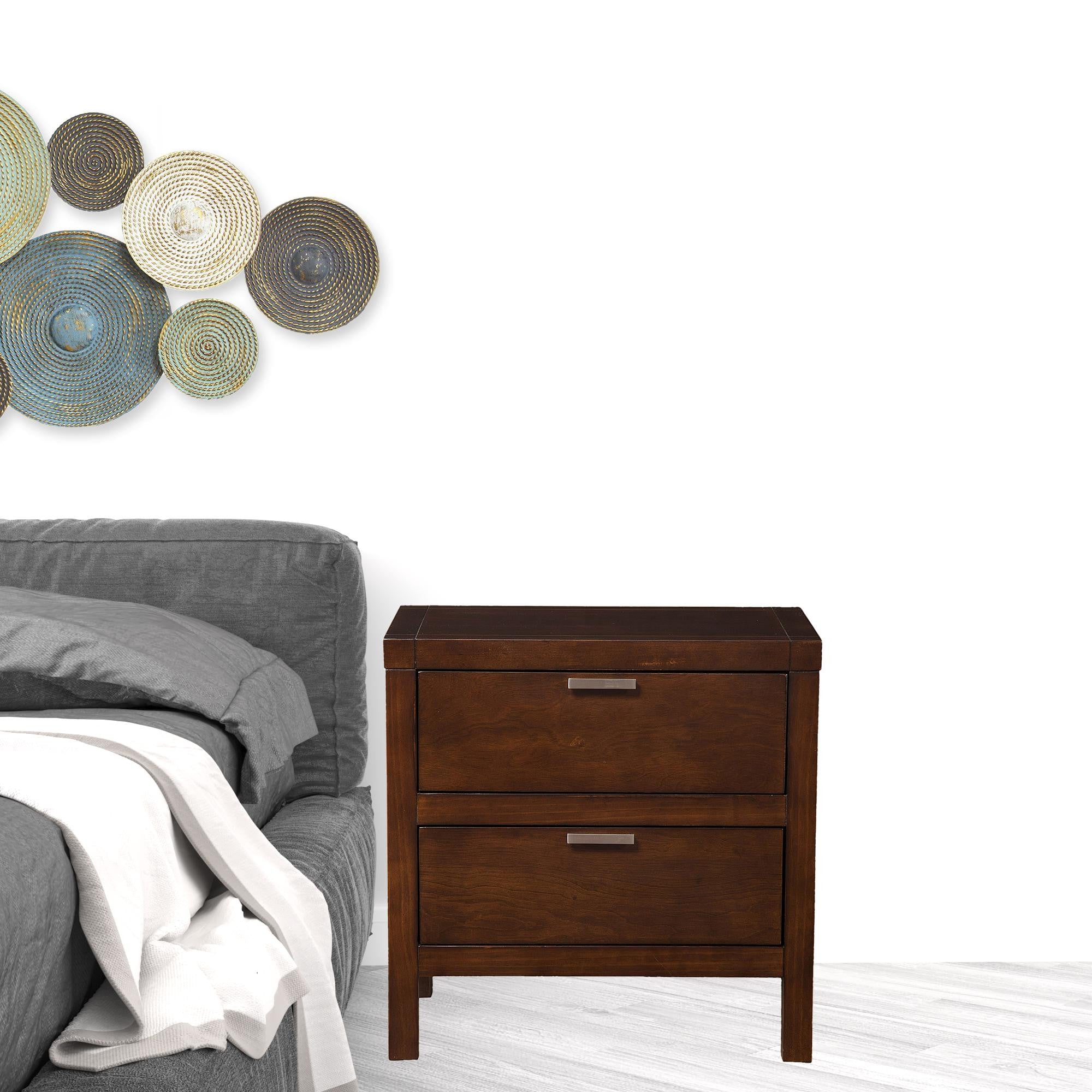 Cappuccino Contempo Wooden Two Drawer Nightstand