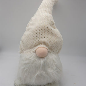 Creamy White Fuzzy Fabric Gnome