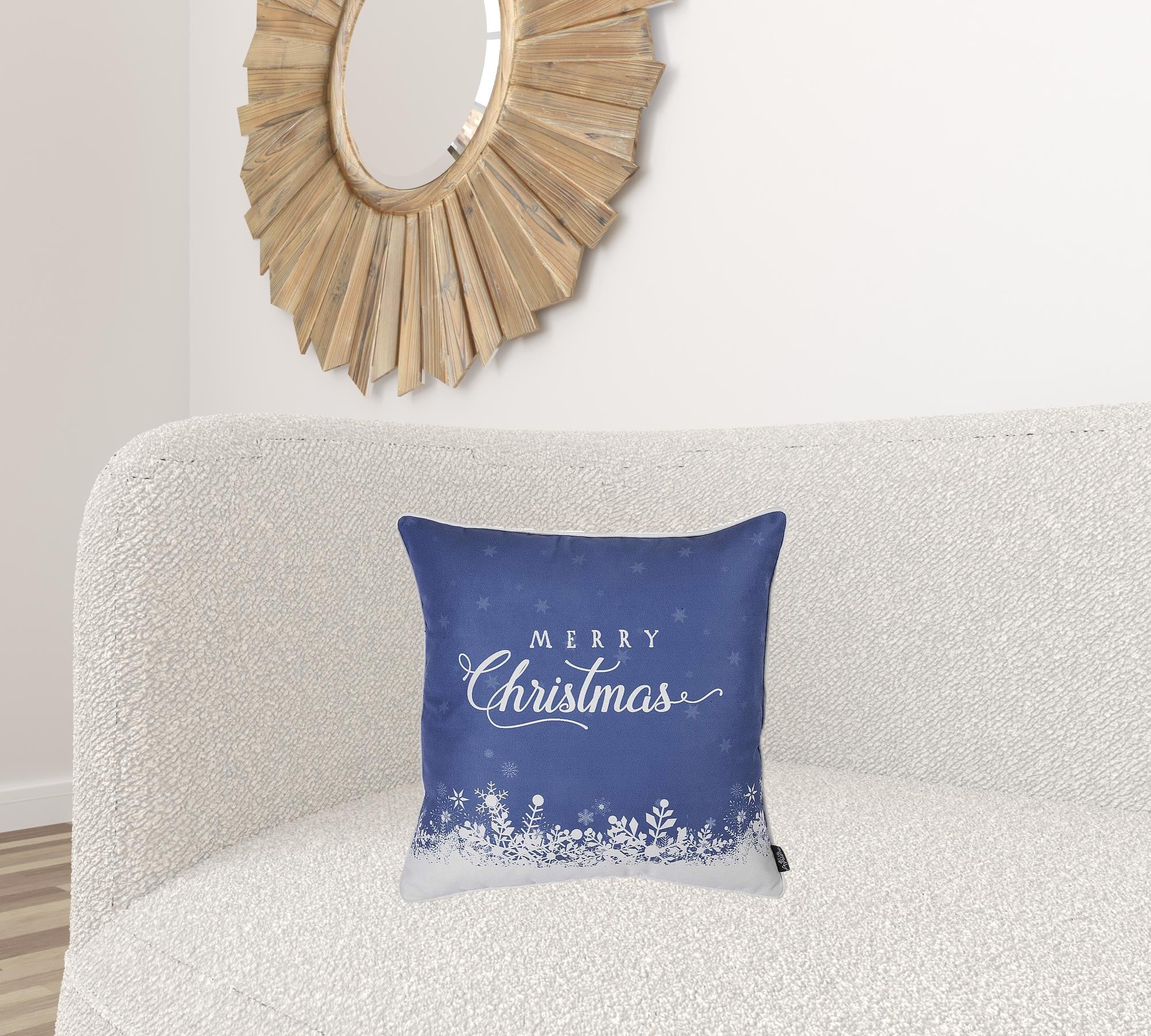 Cojín decorativo de nieve de Navidad azul