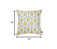 Yellow and Gray Geometric Circuit Throw Pillow