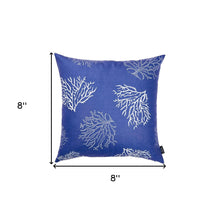 Blue and Silver Coral Reef Decorative Throw Pillow