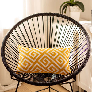 Yellow Greek Key Pattern Lumbar Throw Pillow