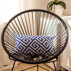 Blue Greek Key Pattern Lumbar Throw Pillow
