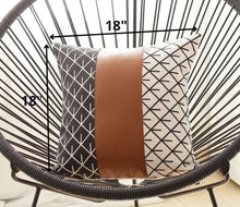 Monochromatic Lattice Faux Leather Throw Pillow