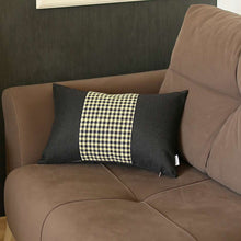 Lumbar de pata de gallo amarillo y negro Cojín