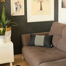 Lumbar de pata de gallo amarillo y negro Cojín