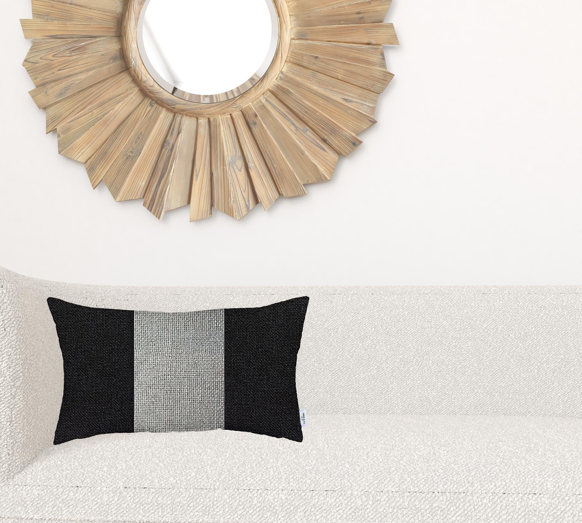 Black and White Midsection Lumbar Throw Pillow