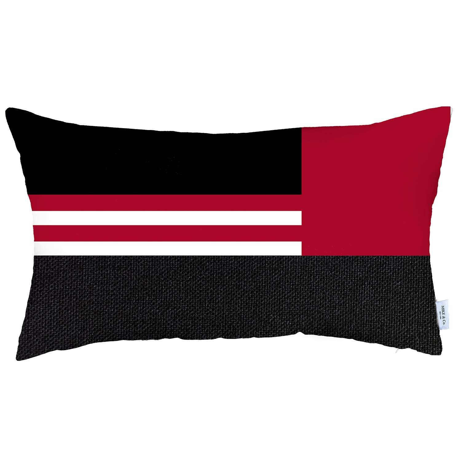 Red and Black Geometric Lumbar Throw Pillow