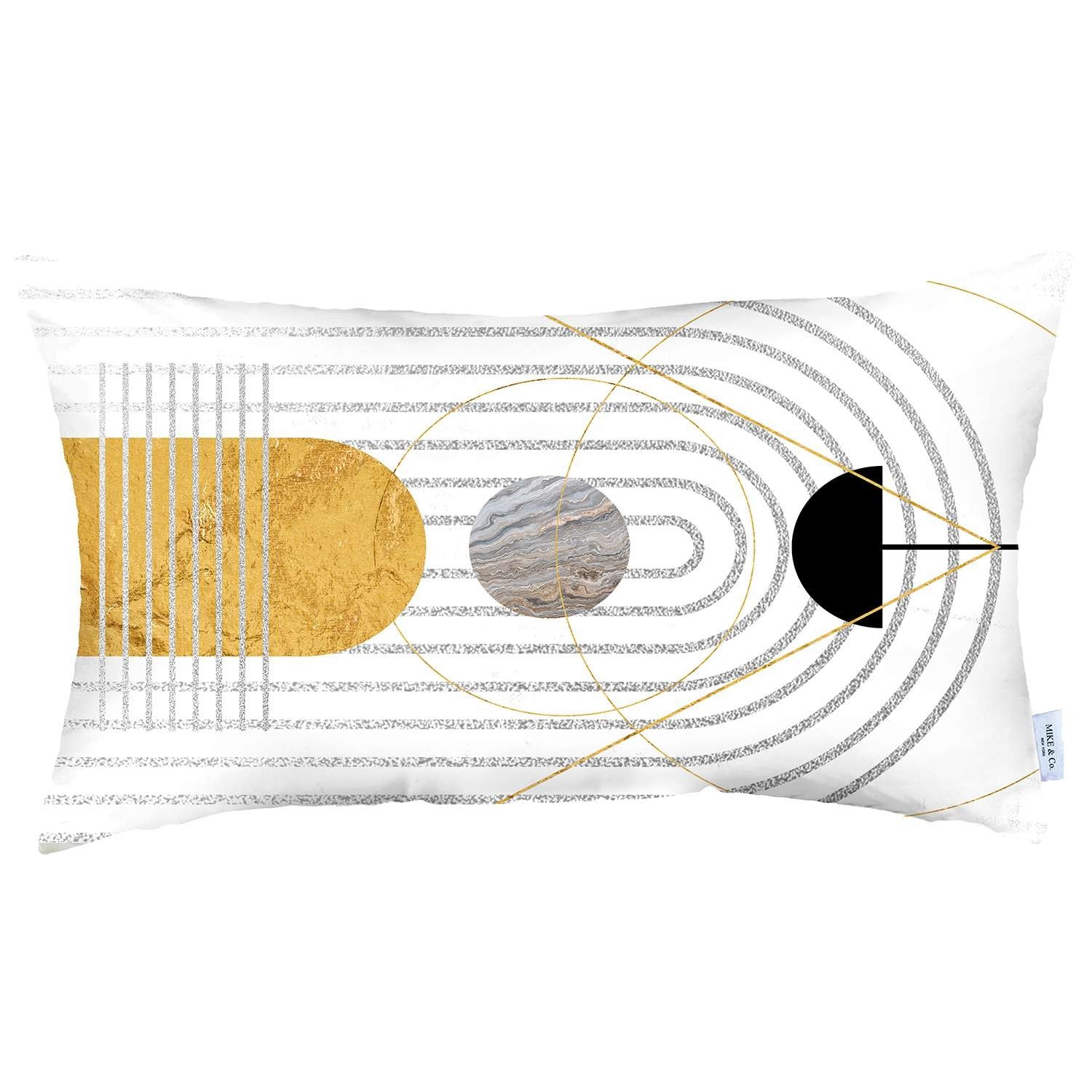 White Geometric Pattern Lumbar Throw Pillow