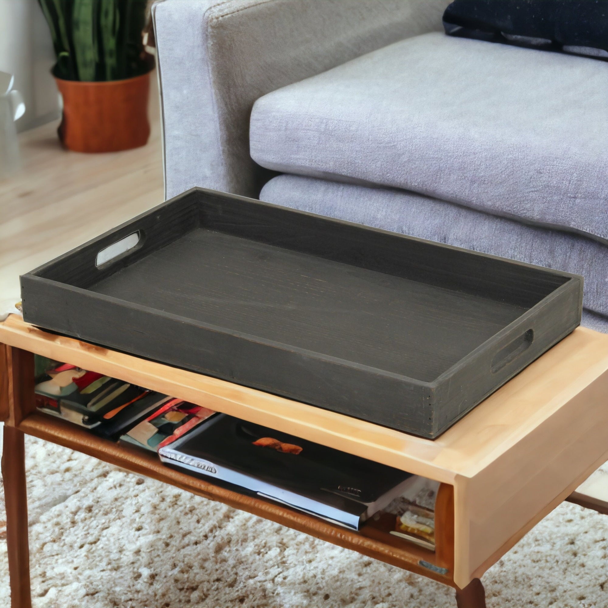 Minimalist Black Wooden Tray