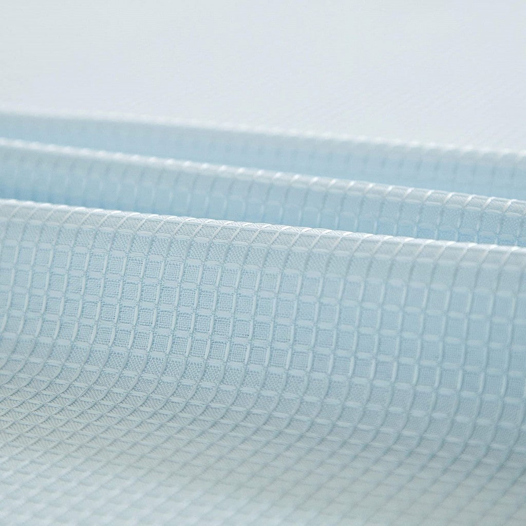 Light Blue Sheer and Grid Shower Curtain and Liner Set