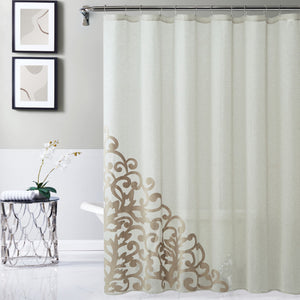 Gold Contemporary Velvet Scroll Shower Curtain