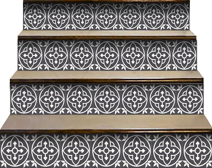 Tulipa Gray and White Peel and Stick Removable Tiles - 7" x 7"