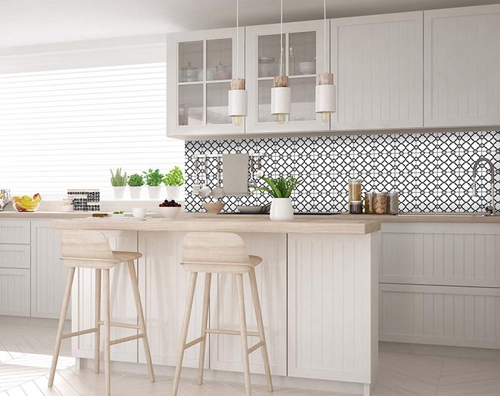 5" X 5" Black and White Quatrefoil Peel and Stick Tiles