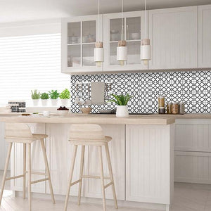 6" X 6" Black and White Quatrefoil Peel and Stick Tiles