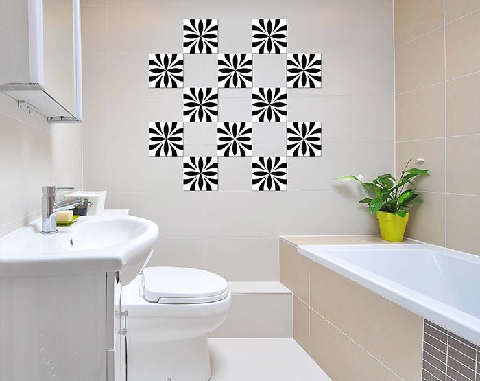 8" X 8" Black and White Colla Peel and Stick Removable Tiles