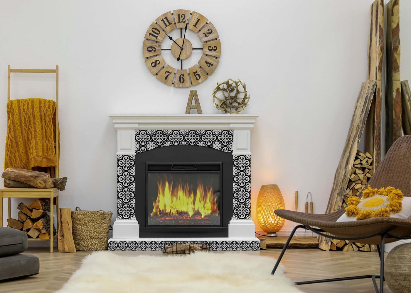 5" X 5" Black and White Roka Peel and Stick Removable Tiles