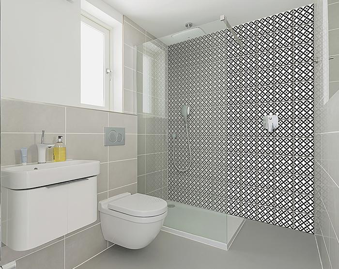 4" X 4" Black and White Dia Peel and Stick Removable Tiles