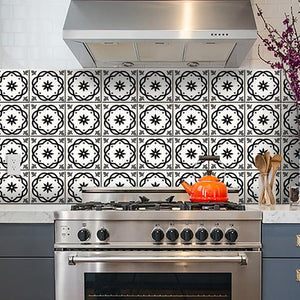 4" X 4" Black and White Rolla Peel and Stick Removable Tiles