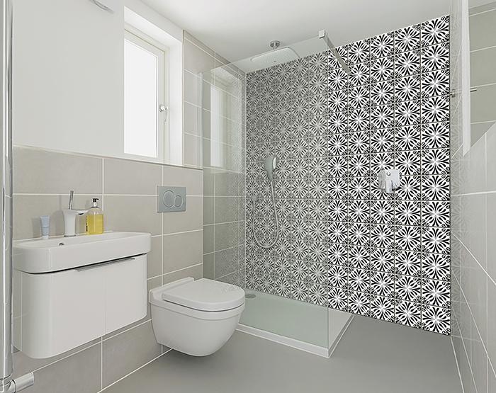 7" X 7" Black and White Flo Peel and Stick Removable Tiles