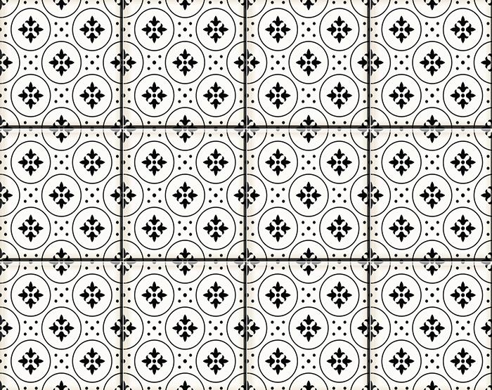 5" X 5" Black and White Rosa Peel and Stick Removable Tiles